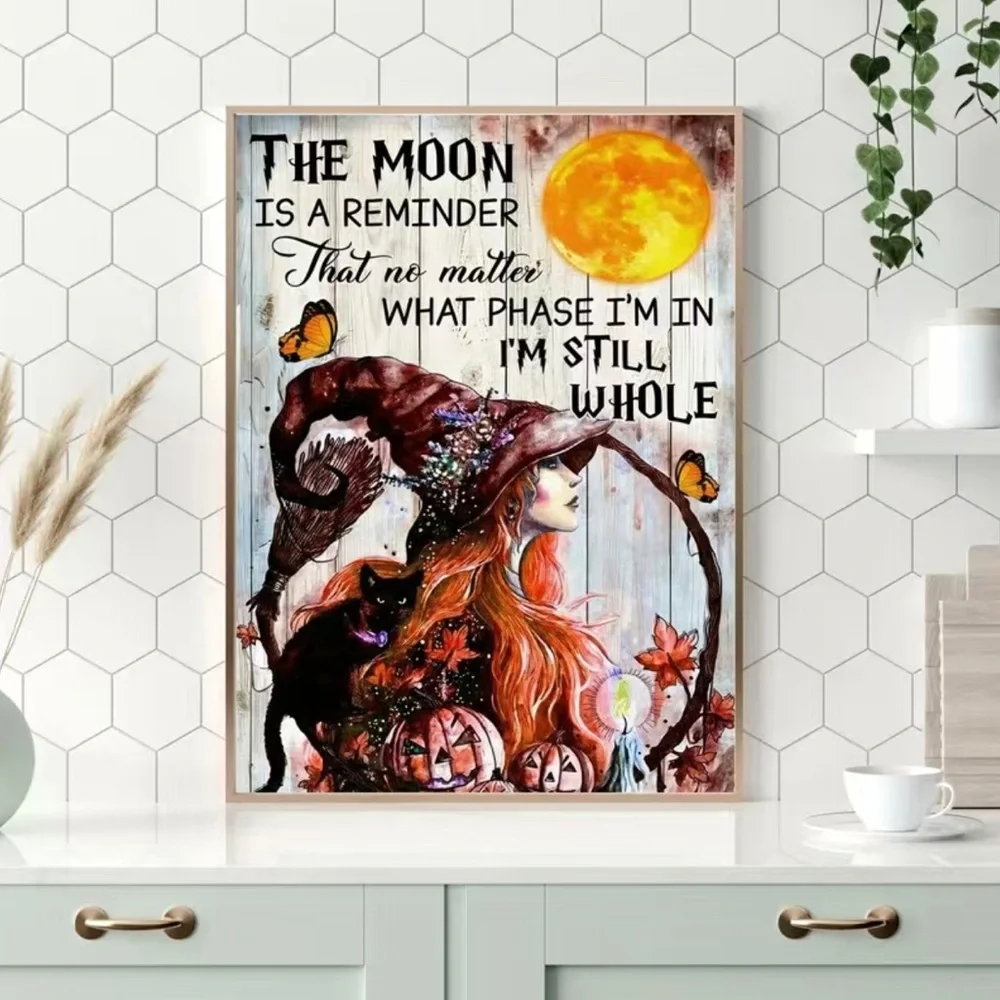 Retro Witch and Butterfly Canvas‎ Painting  (No Frame) 11.8x16.5inch 21x30cm